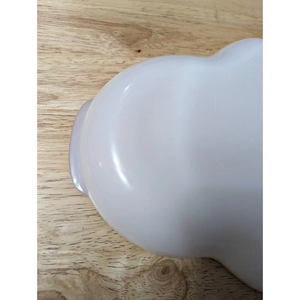 Fire King Milk Glass Divided relish tray gold‎ tone hobnail rim 11x8 inch